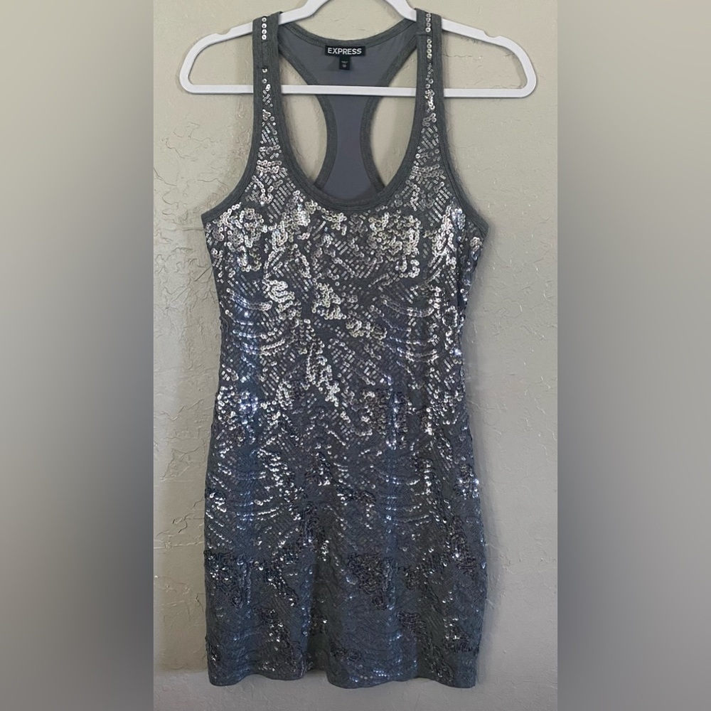 EXPRESS Gray Sequin Sleeveless Dress ~  Size: XS Party Dress